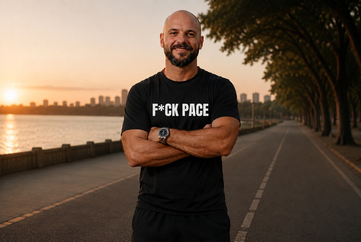 Ricardo Lapa de camiseta preta do clube ao amanhecer